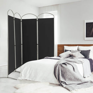 Folding 4-Panel Room Divider for Home Office Living Room-Black view 2