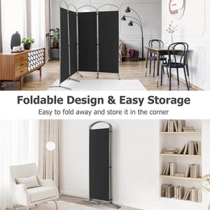 Folding 4-Panel Room Divider for Home Office Living Room-Black view 7