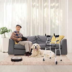 Folding Height Adjustable Walking Frame with Armrest Support-Silver view 3