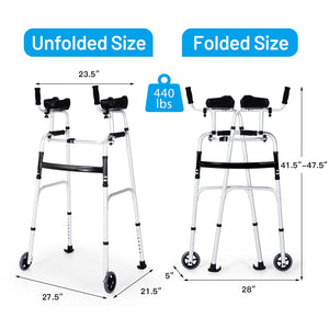 Folding Height Adjustable Walking Frame with Armrest Support-Silver view 5