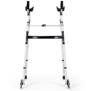 Folding Height Adjustable Walking Frame with Armrest Support-Silver view 6