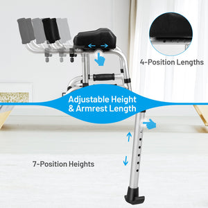 Folding Height Adjustable Walking Frame with Armrest Support-Silver view 9