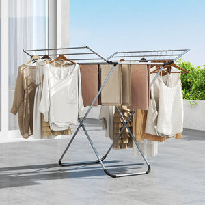 Folding Aluminum Clothes Drying Rack with 2 Side Wings view 2