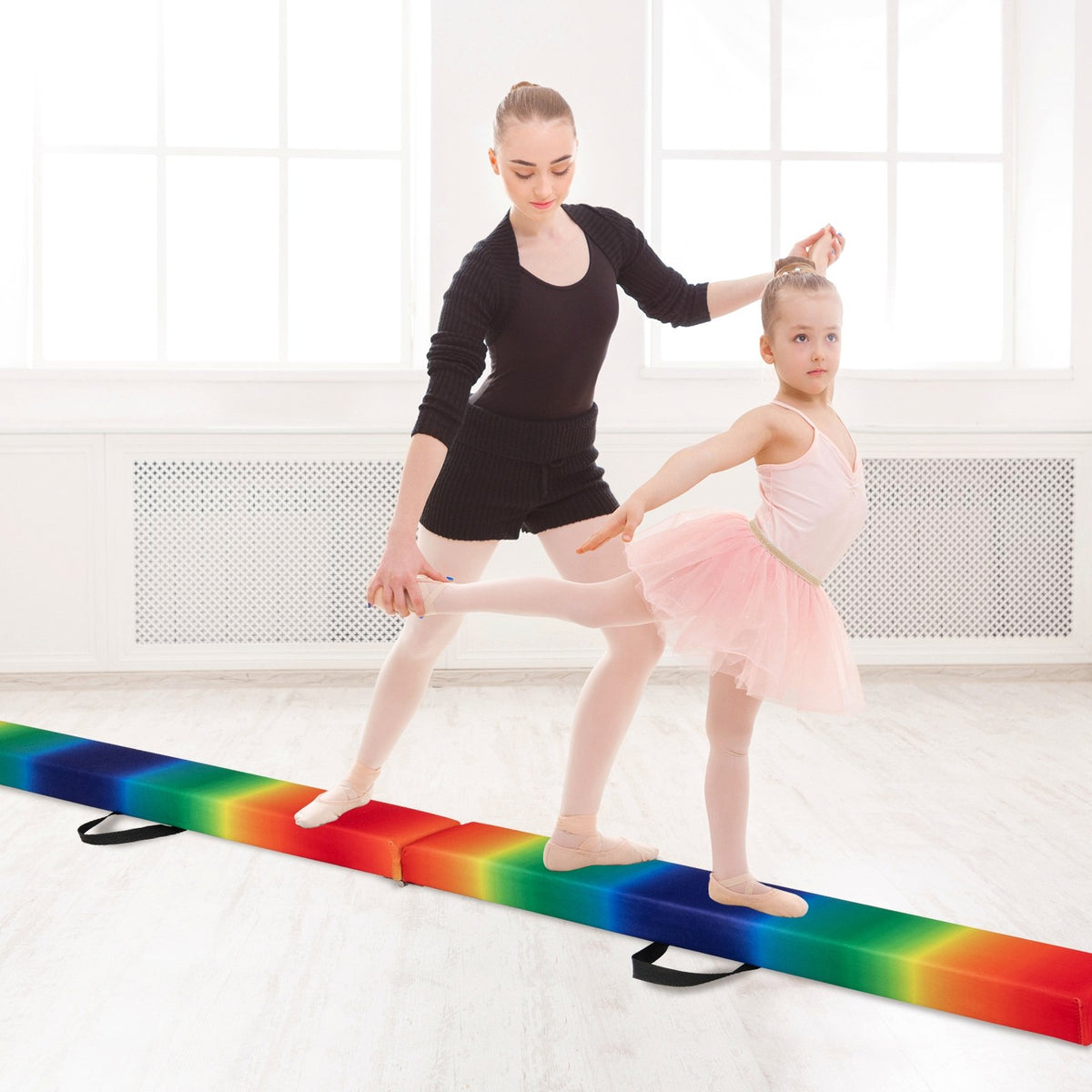 Folding Balance Beam with Solid Wood Base and Anti-slip Bottom-Multicolor view 2