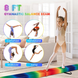 Folding Balance Beam with Solid Wood Base and Anti-slip Bottom-Multicolor view 6
