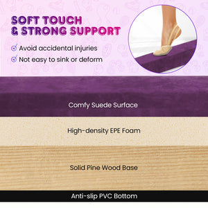 Folding Balance Beam with Solid Wood Base and Anti-slip Bottom-Purple view 7