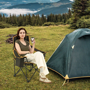 Folding Camping Chair with Footrest Camping Lounge Chair with Carry Bag-Black view 2