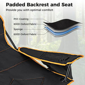 Folding Camping Chair with Footrest Camping Lounge Chair with Carry Bag-Black view 5