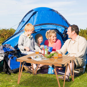 Folding Camping Table Picnic Table with Storage Bag and Waterproof Desktop-Brown view 2