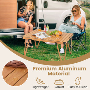 Folding Camping Table Picnic Table with Storage Bag and Waterproof Desktop-Brown view 7