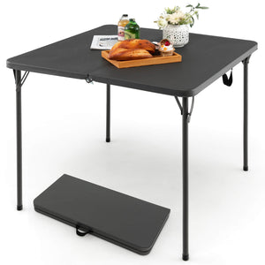 Folding Camping Table with All-Weather HDPE Tabletop and Rustproof Steel Frame-Gray view 4