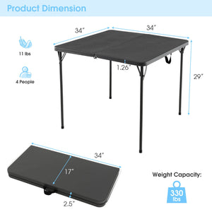 Folding Camping Table with All-Weather HDPE Tabletop and Rustproof Steel Frame-Gray view 5
