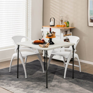 Folding Camping Table with All-Weather HDPE Tabletop and Rustproof Steel Frame-White view 2