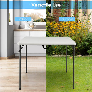 Folding Camping Table with All-Weather HDPE Tabletop and Rustproof Steel Frame-White view 5