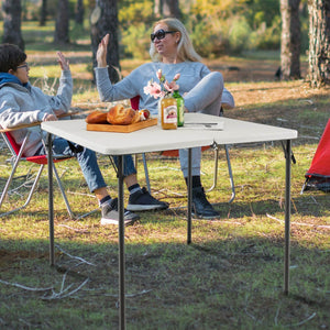 Folding Camping Table with All-Weather HDPE Tabletop and Rustproof Steel Frame-White view 6