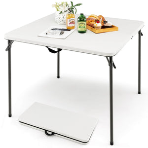 Folding Camping Table with All-Weather HDPE Tabletop and Rustproof Steel Frame-White view 7