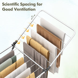 Folding Clothes Drying Rack with Adjustable Wings for Indoor and Outdoor Use view 7