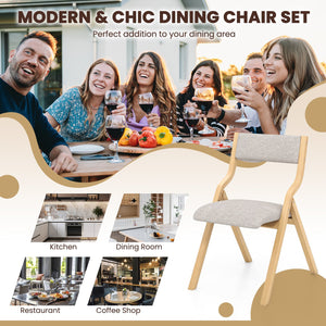 Folding Dining Chair Set of 4 Wooden Upholstered Dining Chairs with Solid Wood Frame view 9