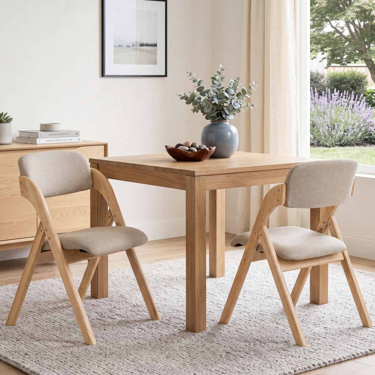 Folding Dining Chairs Set of 2 with Cushion-Beige view 2