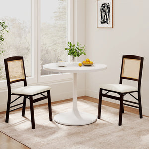 Folding Dining Chairs Set of 4 Rubber Wood Chairs with Linen Padded Seat-Coffee view 6