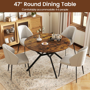 Folding Dining Table 47 Inch Extendable Round Kitchen Table with Drop Leaves-Rustic Brown view 6