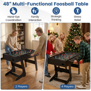 Folding Foosball Table with 22 Players and Slide Scorers Space-Saving Game Table-Black view 7