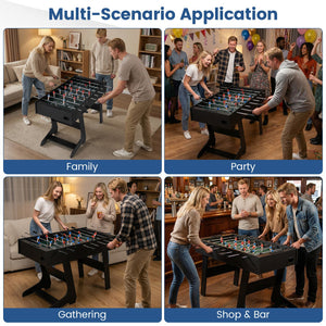 Folding Foosball Table with 22 Players and Slide Scorers Space-Saving Game Table-Black view 8