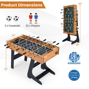 Folding Foosball Table with 22 Players and Slide Scorers Space-Saving Game Table-Natural view 5