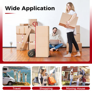 P-Handle Hand Truck with Foldable Load Plate for Warehouse Garage-Red view 6