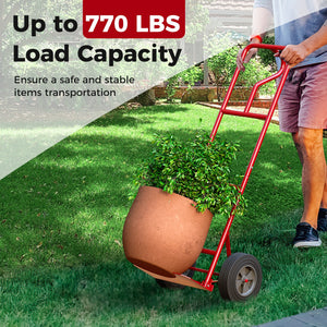 P-Handle Hand Truck with Foldable Load Plate for Warehouse Garage-Red view 8