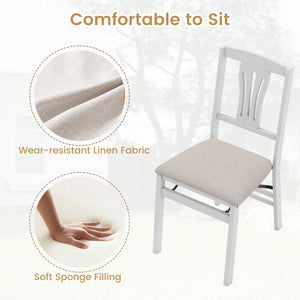 Folding Kitchen Chairs Set of 2 Upholstered Dining Chairs with Comfy Padded Seats-White view 6