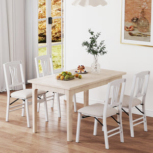 Folding Kitchen Chairs Set of 4 Upholstered Dining Chairs with Comfy Padded Seats-White view 2