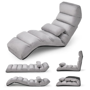 Folding Lazy Sofa Couch with Pillow-Gray view 4
