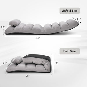 Folding Lazy Sofa Couch with Pillow-Gray view 5