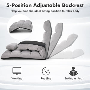 Folding Lazy Sofa Couch with Pillow-Gray view 8