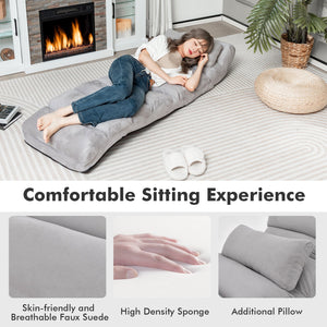 Folding Lazy Sofa Couch with Pillow-Gray view 9