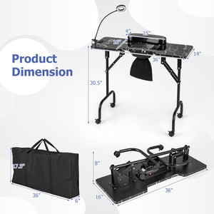 Folding Manicure Nail Table with Electric Dust Collector-Black view 5