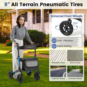 Folding Rollator Walker for Seniors with Seat for All Terrain-Navy view 5