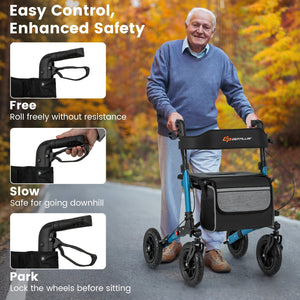 Folding Rollator Walker for Seniors with Seat for All Terrain-Navy view 6