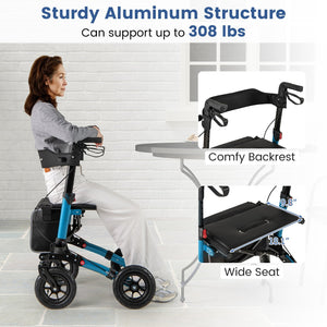 Folding Rollator Walker for Seniors with Seat for All Terrain-Navy view 7