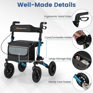 Folding Rollator Walker for Seniors with Seat for All Terrain-Navy view 8
