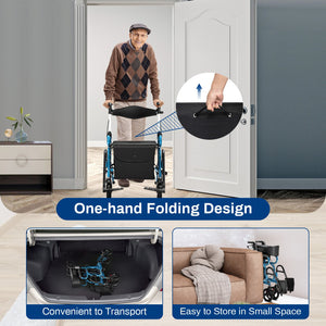 Folding Rollator Walker with 8-inch Wheels and Seat-Navy view 7