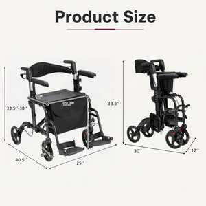Folding Rollator Walker with Seat and Wheels Supports up to 300 lbs-Black view 3