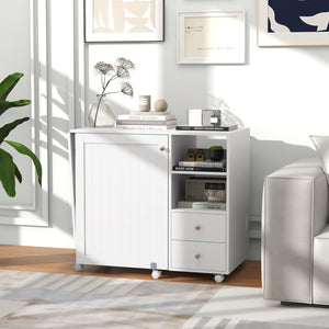 Folding Sewing Table with Charging Station and Storage Shelves-White view 3
