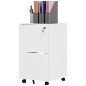Vertical Steel Filing Cabinet on Wheels, 2-Drawer Lockable File Cabinet with Adjustable Hanging Bar for A4 – view 8