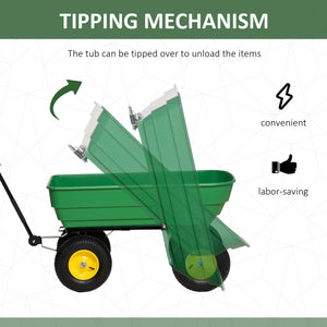 Garden Dump Cart Heavy Duty 440lbs Wagon with Steel Frame and 10'' Pneumatic Tires, Green – view 10
