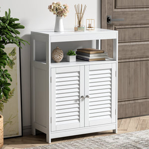 Freestanding Bathroom Floor Cabinet with Double Shutter Doors-White view 3