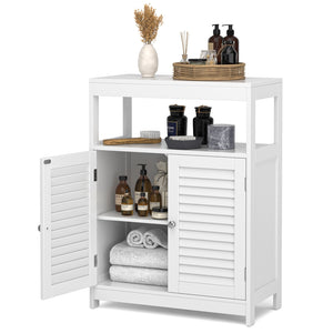 Freestanding Bathroom Floor Cabinet with Double Shutter Doors-White view 4