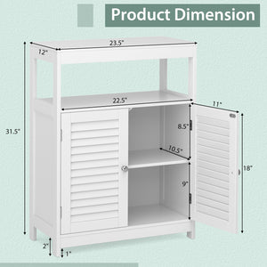 Freestanding Bathroom Floor Cabinet with Double Shutter Doors-White view 5