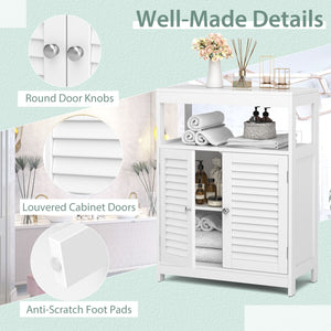 Freestanding Bathroom Floor Cabinet with Double Shutter Doors-White view 7